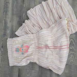 VENUS Cream and Pink Striped Maxi Dress with Floral Embroidery